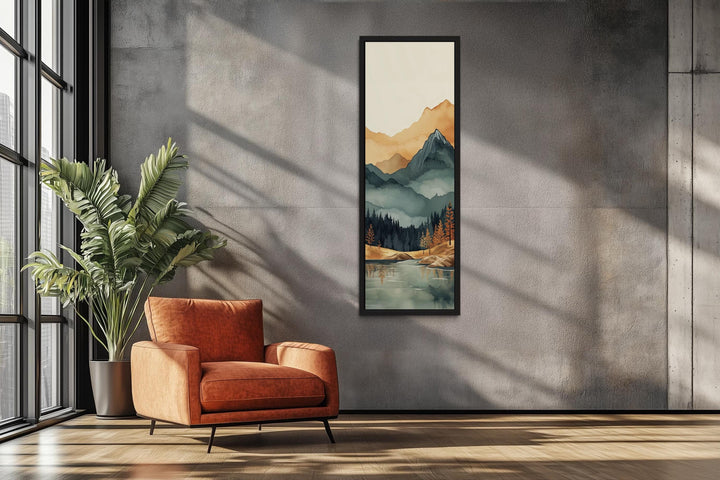 Tall Narrow Vertical Mountain Landscape Canvas Wall Art