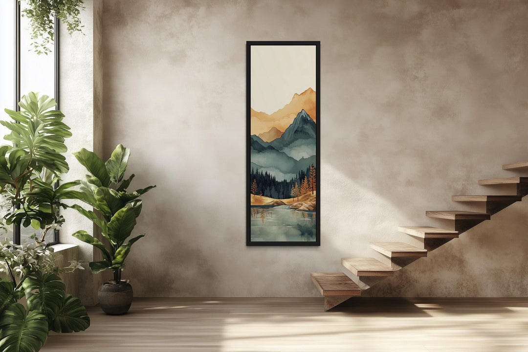 Tall Narrow Vertical Mountain Landscape Canvas Wall Art