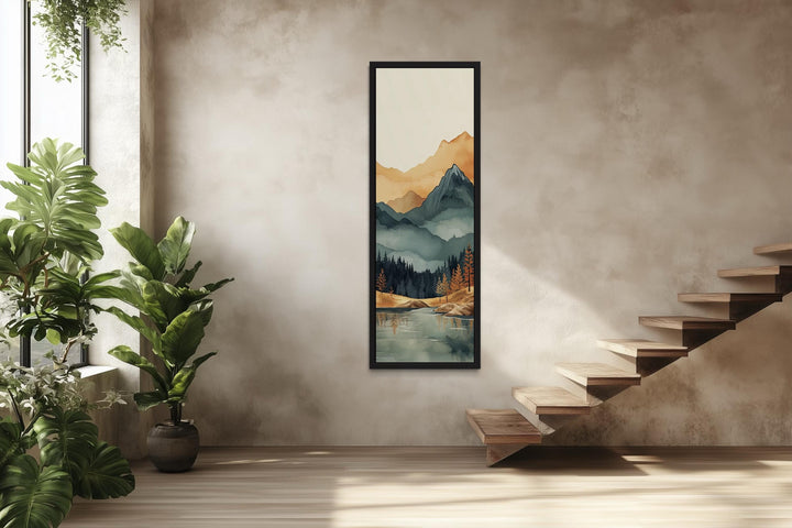 Tall Narrow Vertical Mountain Landscape Canvas Wall Art