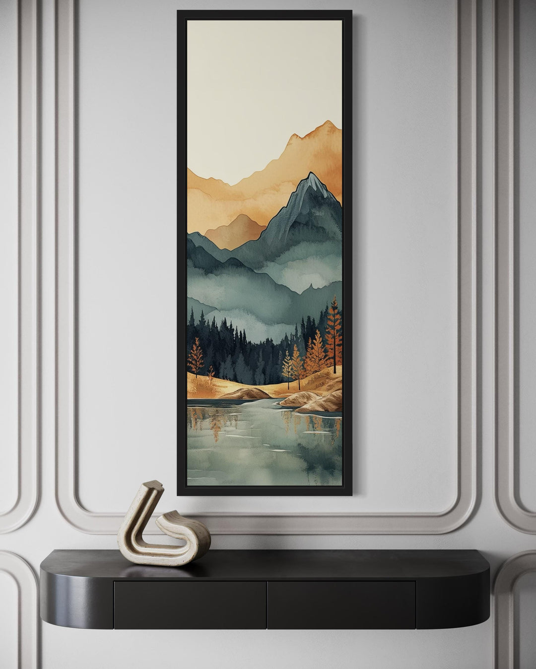 Tall Narrow Vertical Mountain Landscape Canvas Wall Art