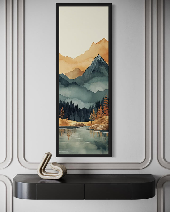 Tall Narrow Vertical Mountain Landscape Canvas Wall Art