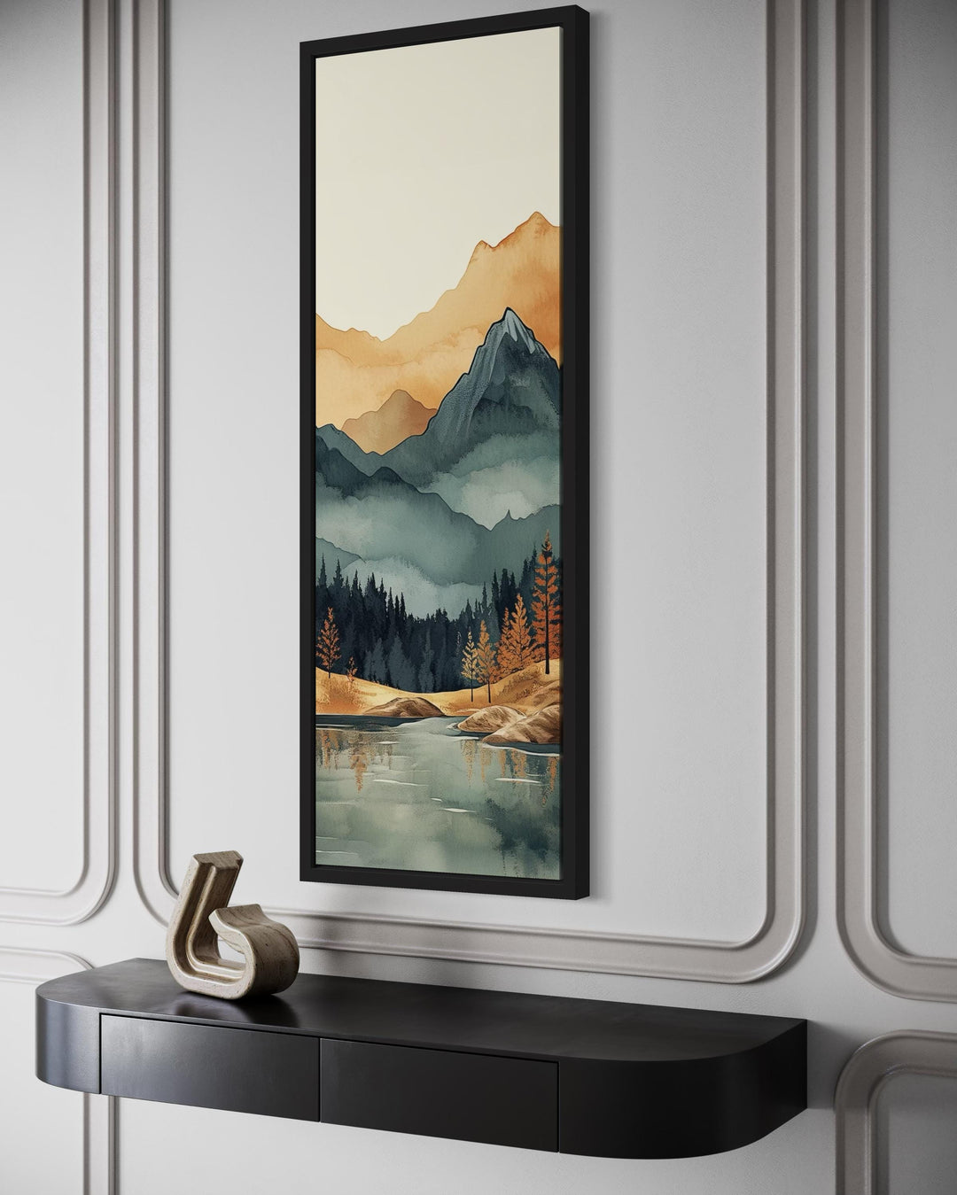 Tall Narrow Vertical Mountain Landscape Canvas Wall Art