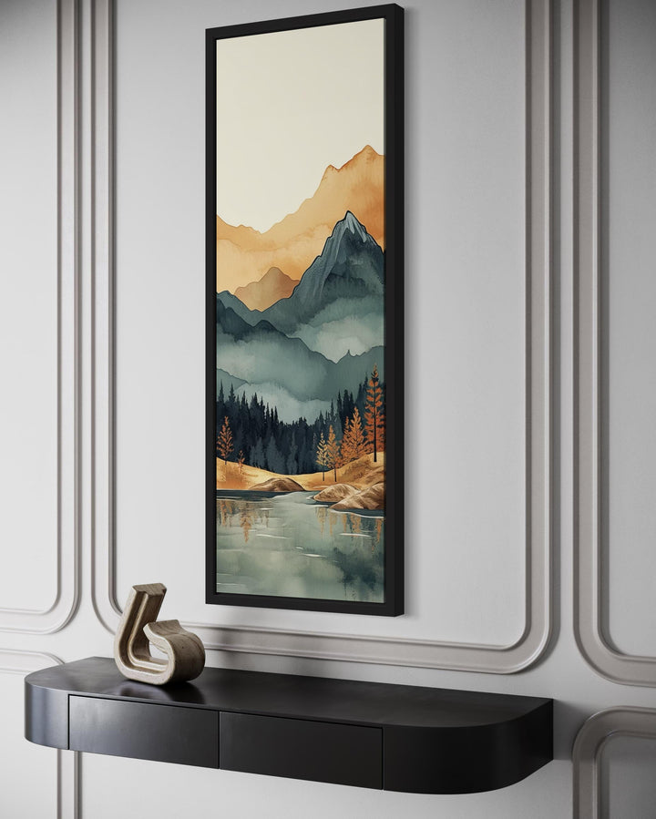 Tall Narrow Vertical Mountain Landscape Canvas Wall Art