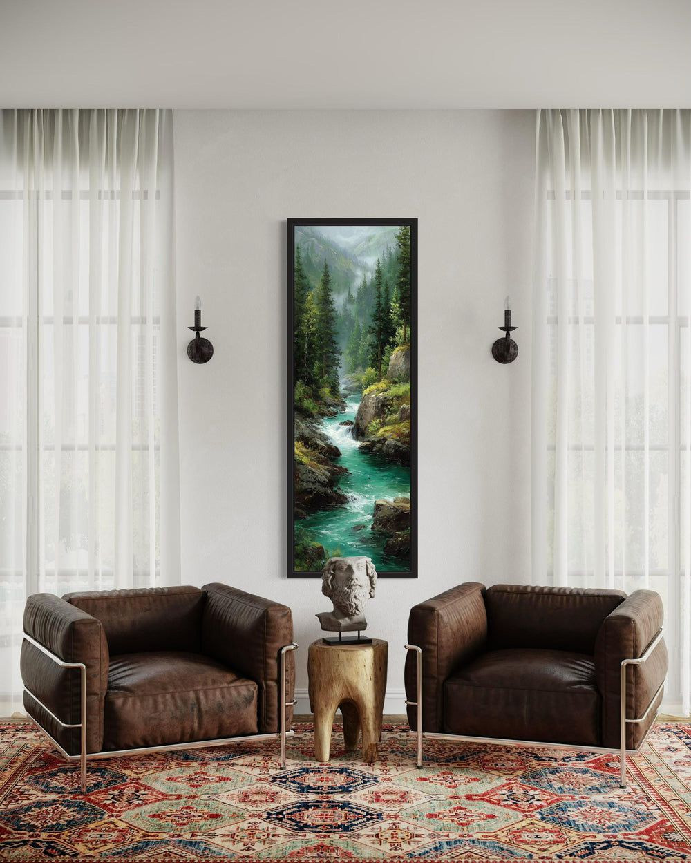 Tall Narrow Vertical Mountain River Canvas Print