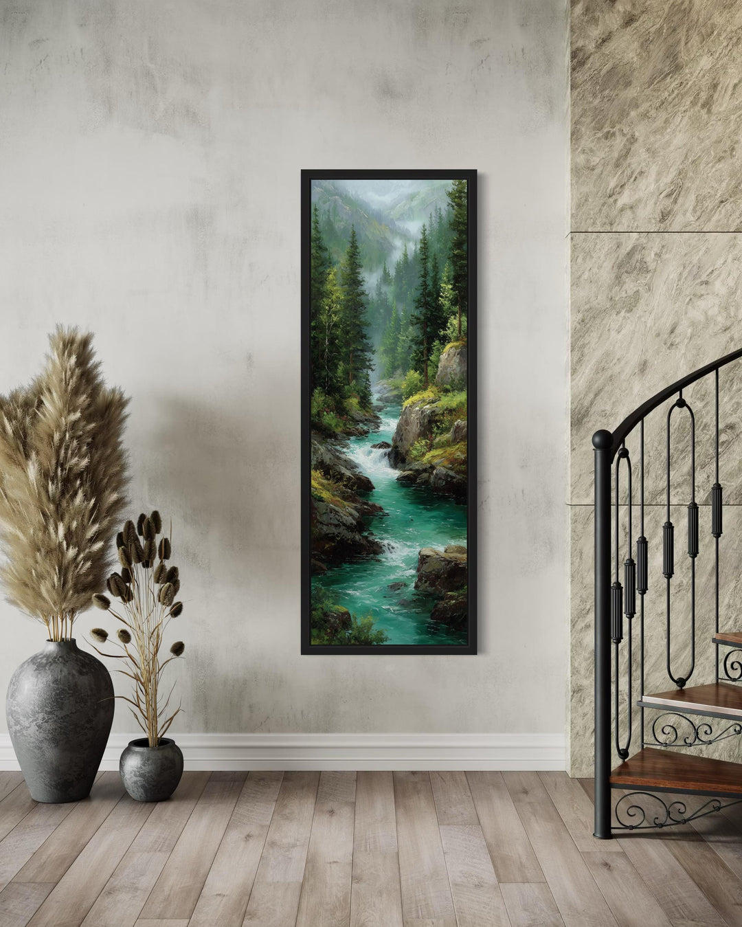 Tall Narrow Vertical Mountain River Canvas Print