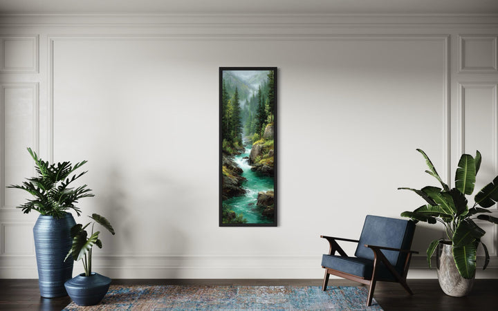 Tall Narrow Vertical Mountain River Canvas Print