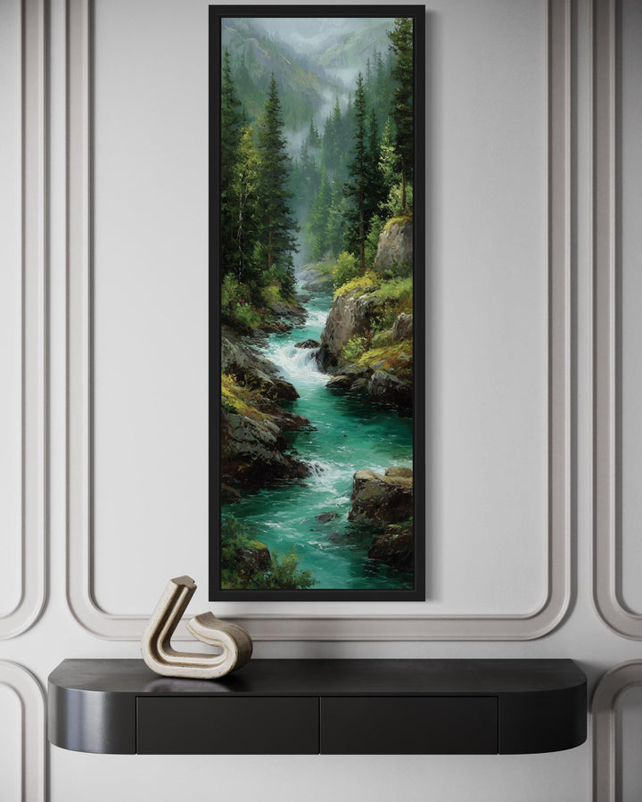 Tall Narrow Vertical Mountain River Canvas Print