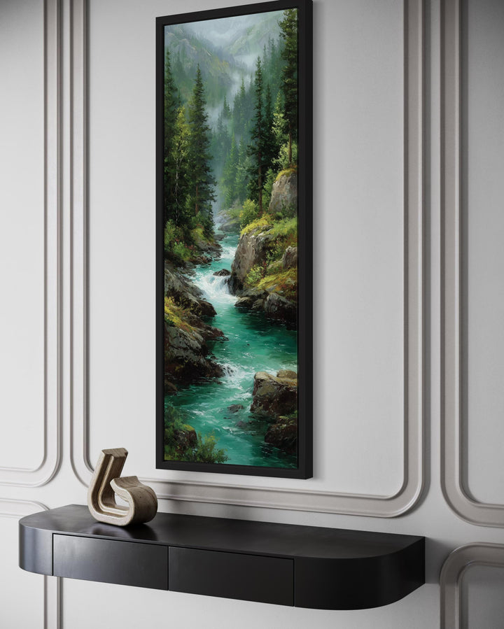 Tall Narrow Vertical Mountain River Canvas Print