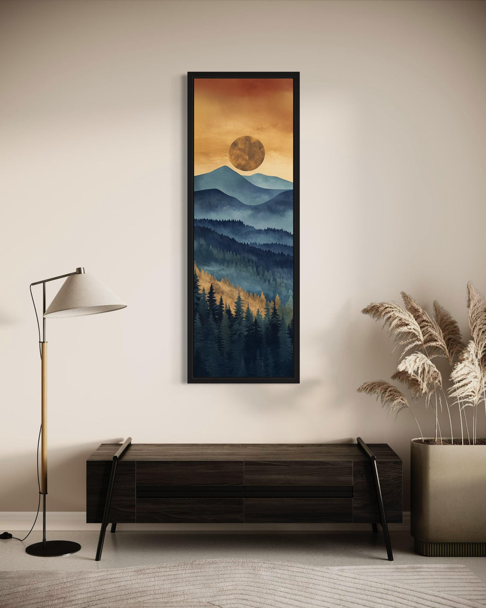 Tall Narrow Vertical Mountain Sunset Canvas Wall Art