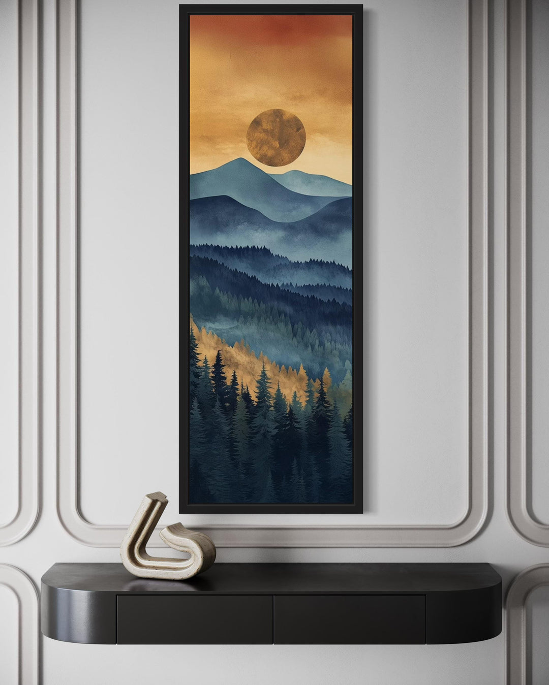 Tall Narrow Vertical Mountain Sunset Canvas Wall Art