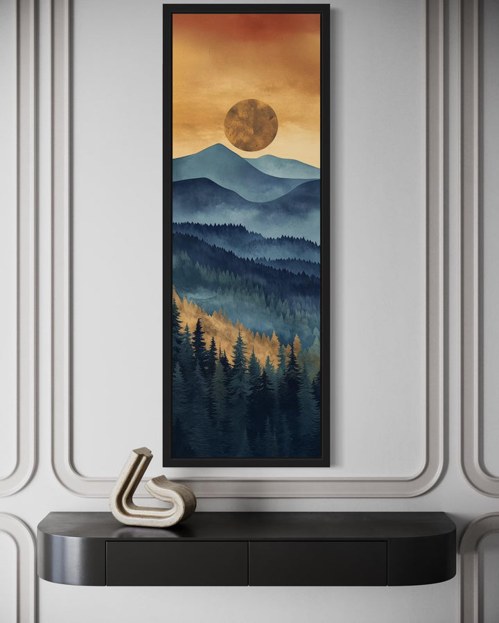 Tall Narrow Vertical Mountain Sunset Canvas Wall Art
