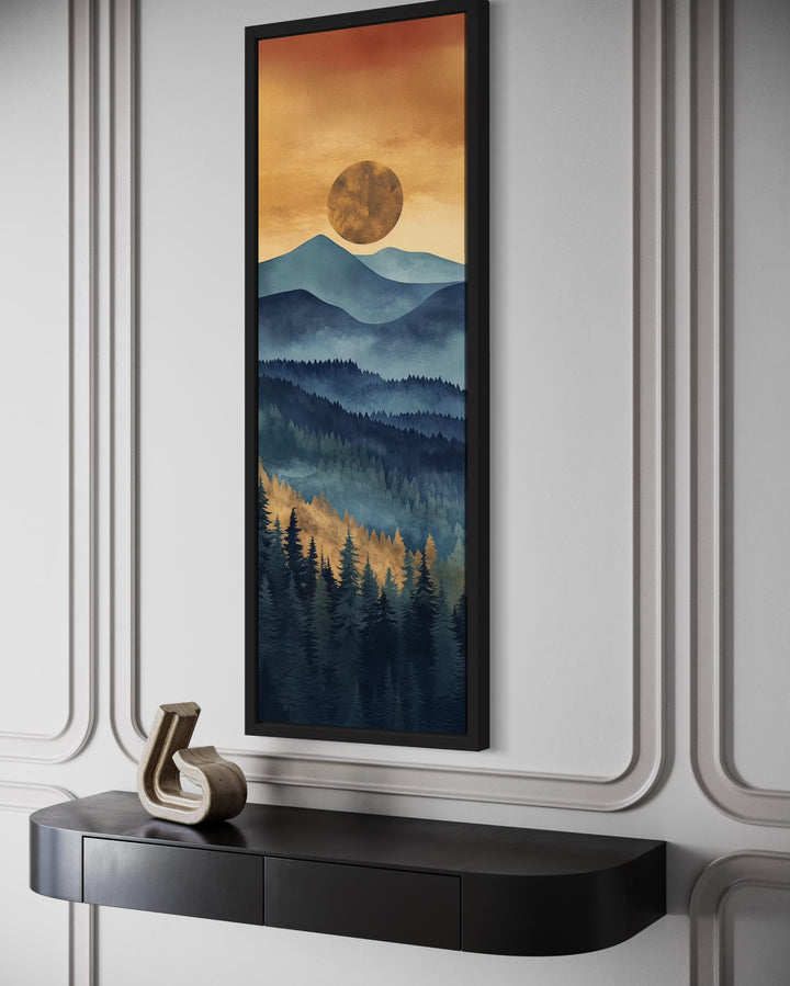 Tall Narrow Vertical Mountain Sunset Canvas Wall Art