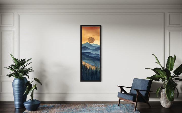 Tall Narrow Vertical Mountain Sunset Canvas Wall Art