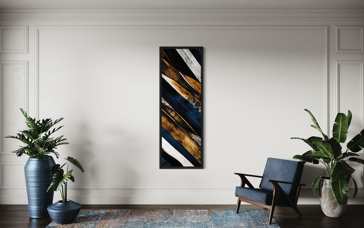 Tall Narrow Vertical Wood Planks Rustic Framed Canvas Wall Art