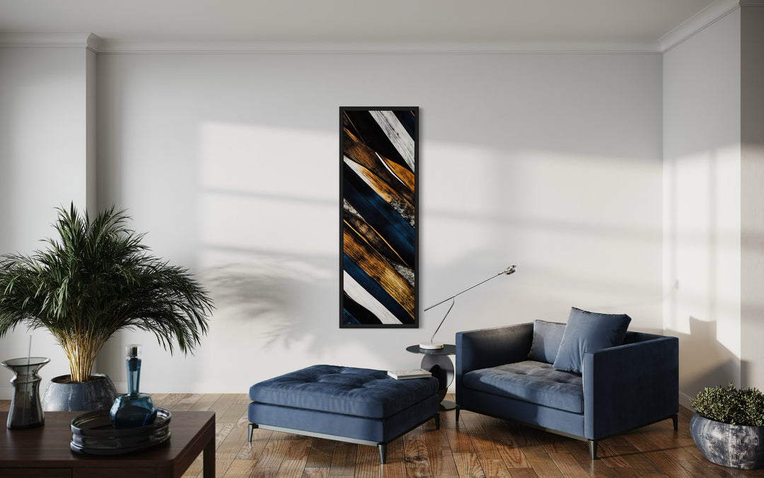 Tall Narrow Vertical Wood Planks Rustic Framed Canvas Wall Art