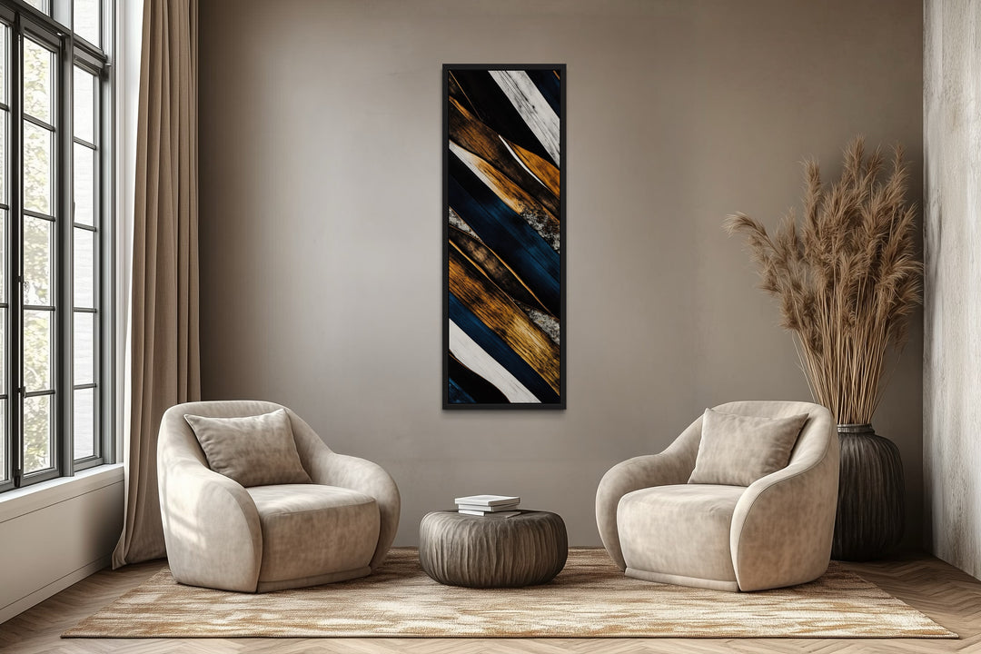 Tall Narrow Vertical Wood Planks Rustic Framed Canvas Wall Art