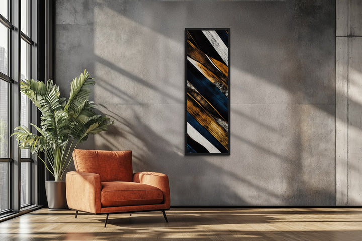 Tall Narrow Vertical Wood Planks Rustic Framed Canvas Wall Art