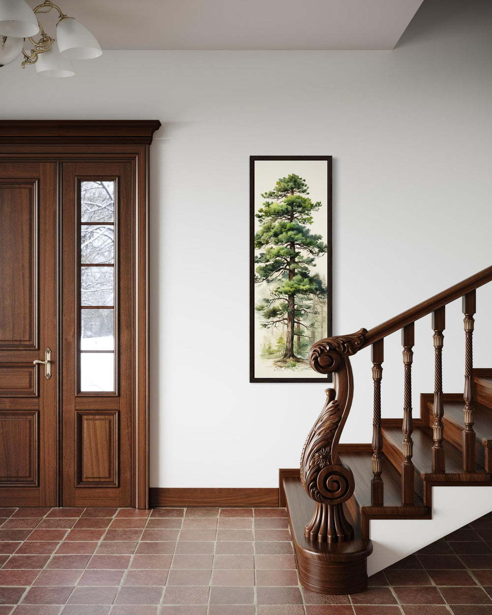 Tall Pine Tree Narrow Vertical Canvas Wall Art