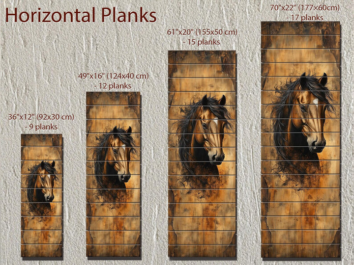 Tall Vertical Horse Portrait Real Wood Wall Art