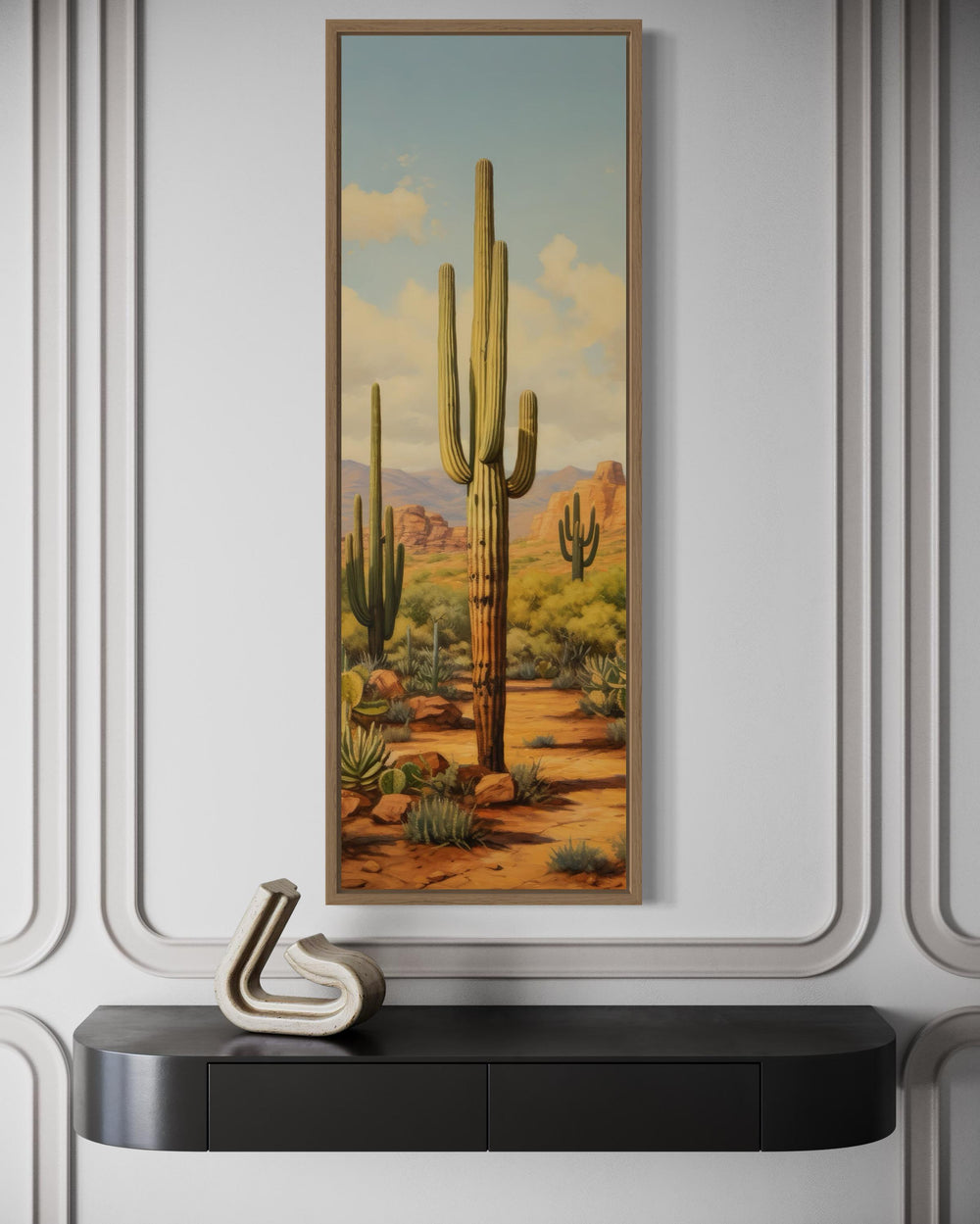 Tall Vertical Saguaro Cactus Canvas Wall Art