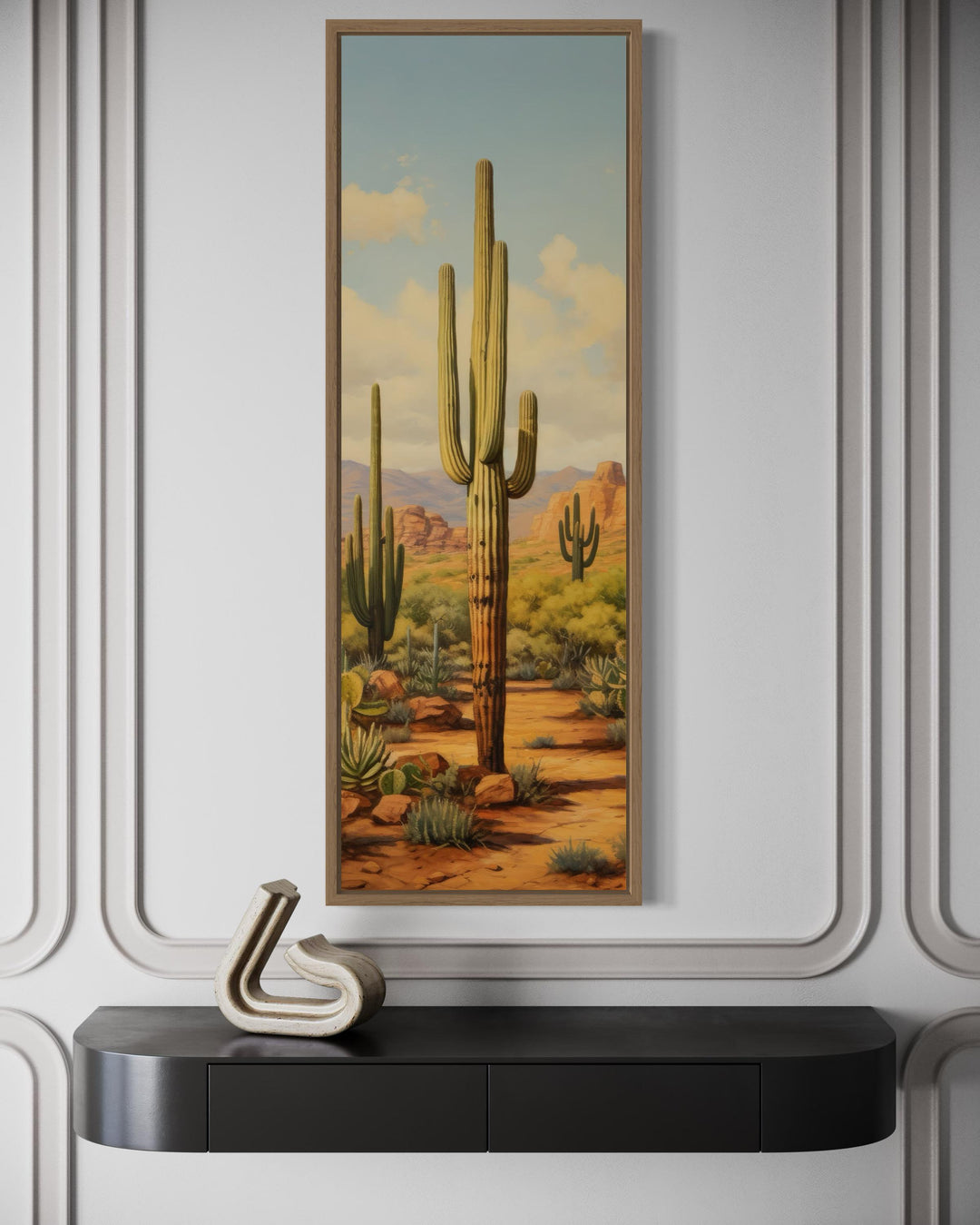 Tall Vertical Saguaro Cactus Canvas Wall Art