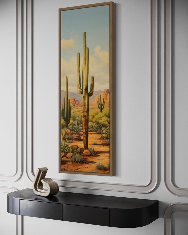 Tall Vertical Saguaro Cactus Canvas Wall Art