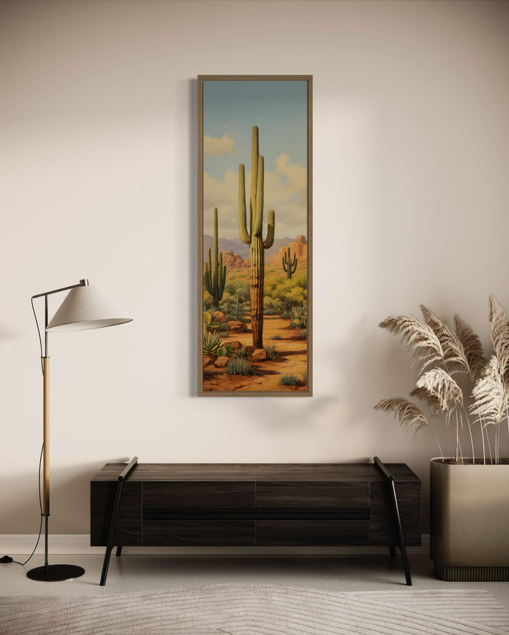 Tall Vertical Saguaro Cactus Canvas Wall Art