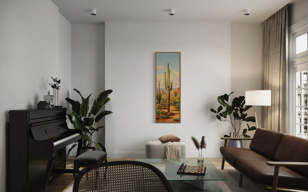 Tall Vertical Saguaro Cactus Canvas Wall Art