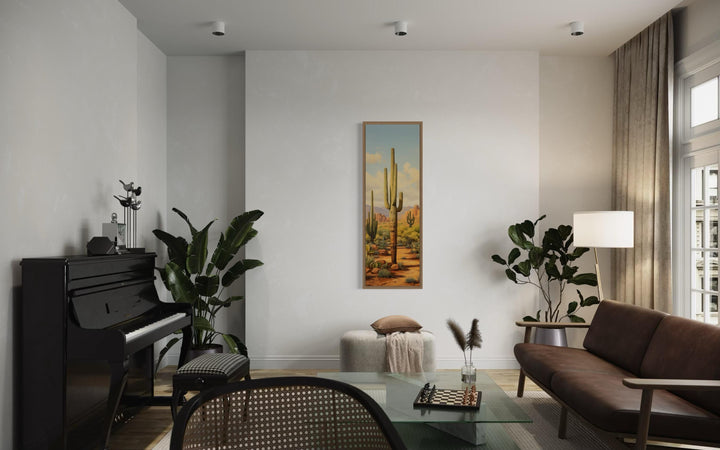 Tall Vertical Saguaro Cactus Canvas Wall Art
