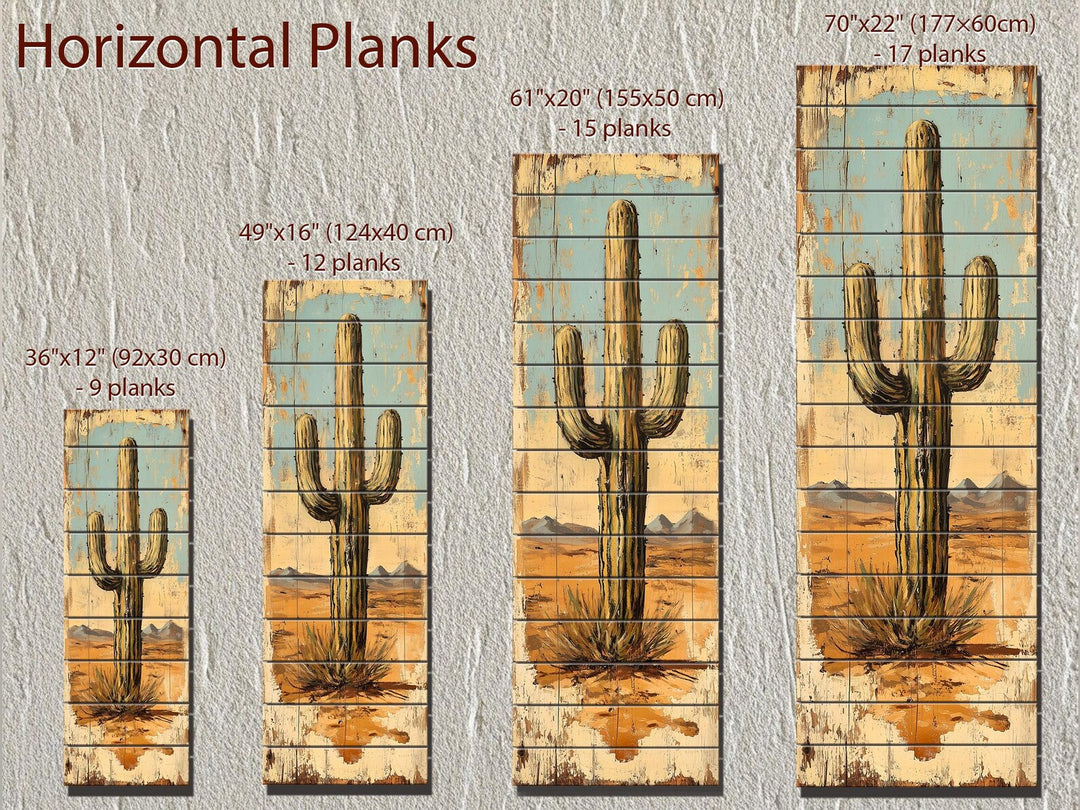 Tall Vertical Saguaro Cactus Wood Wall Art
