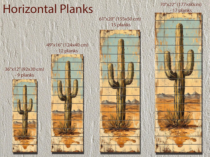 Tall Vertical Saguaro Cactus Wood Wall Art