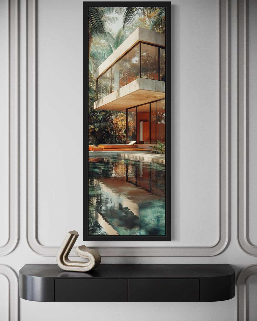 Tall VerticalMid-Century Modern Architecture Canvas Wall Art