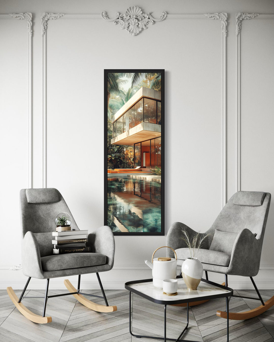 Tall VerticalMid-Century Modern Architecture Canvas Wall Art