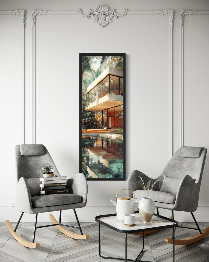 Tall VerticalMid-Century Modern Architecture Canvas Wall Art