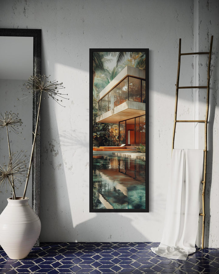 Tall VerticalMid-Century Modern Architecture Canvas Wall Art