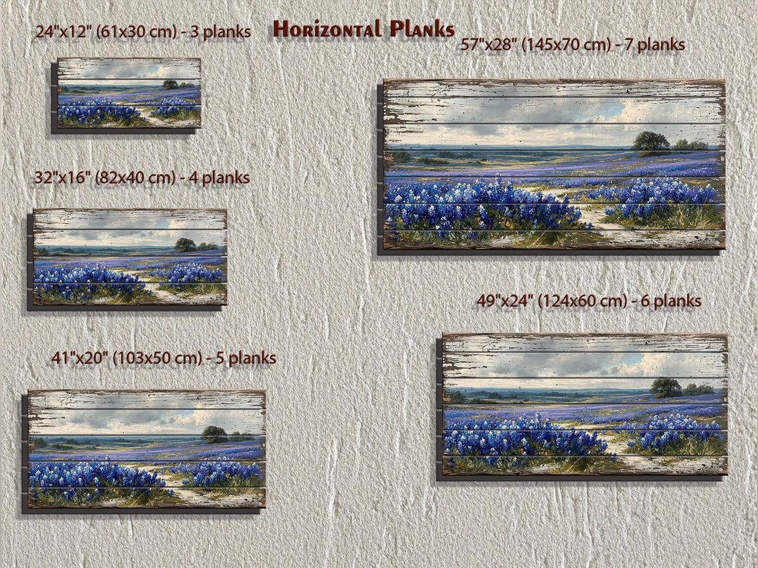 Texas Bluebonnet Field Distressed Wood Wall Art