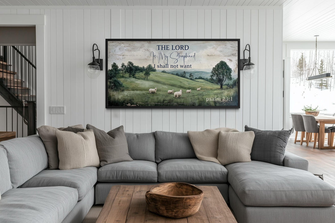 The Lord Is My Shepherd Psalm 23:1 Christian Scripture Canvas Wall Art