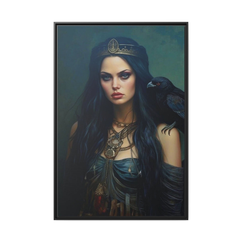 The Morrigan Warrior-Queen Celtic Goddess Framed Canvas Wall Art close up