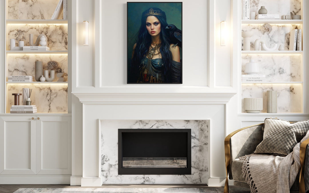 The Morrigan Warrior-Queen Celtic Goddess Framed Canvas Wall Art