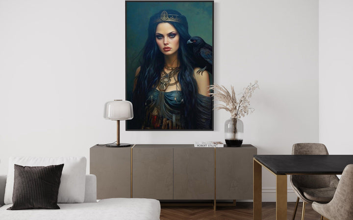 The Morrigan Warrior-Queen Celtic Goddess Framed Canvas Wall Art