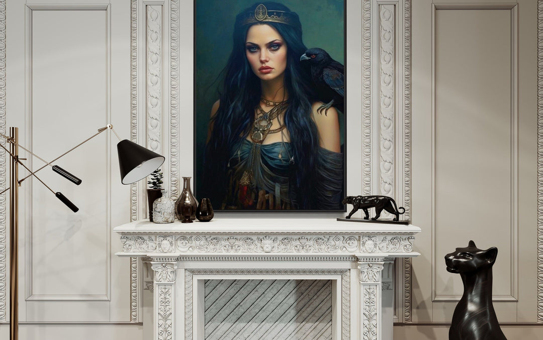 The Morrigan Warrior-Queen Celtic Goddess Framed Canvas Wall Art