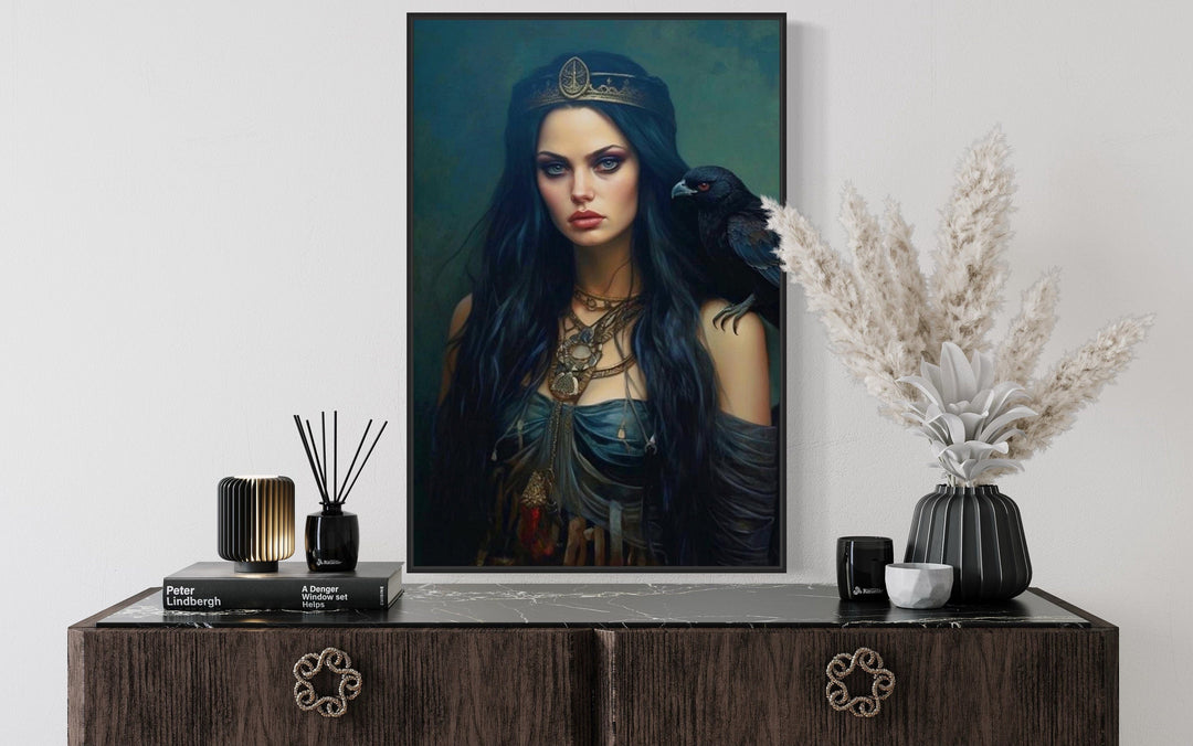 The Morrigan Warrior-Queen Celtic Goddess Framed Canvas Wall Art