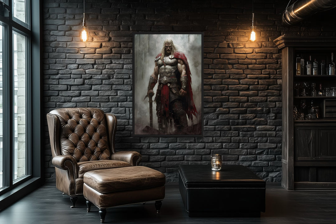 Wall Art For Men - Thor Norse God of Thunder Framed Canvas Wall Art