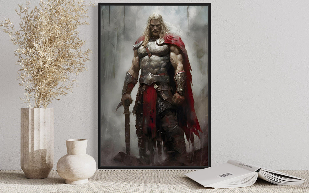 Thor Norse God of Thunder Framed Canvas Wall Art