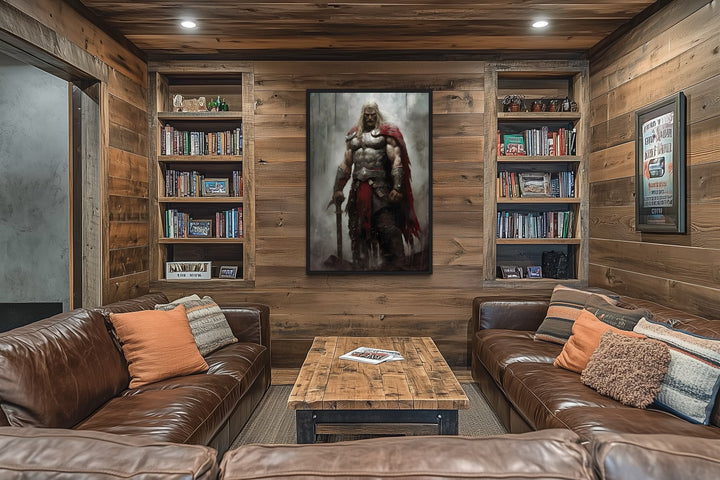 Wall Art For Men - Thor Norse God of Thunder Framed Canvas Wall Art