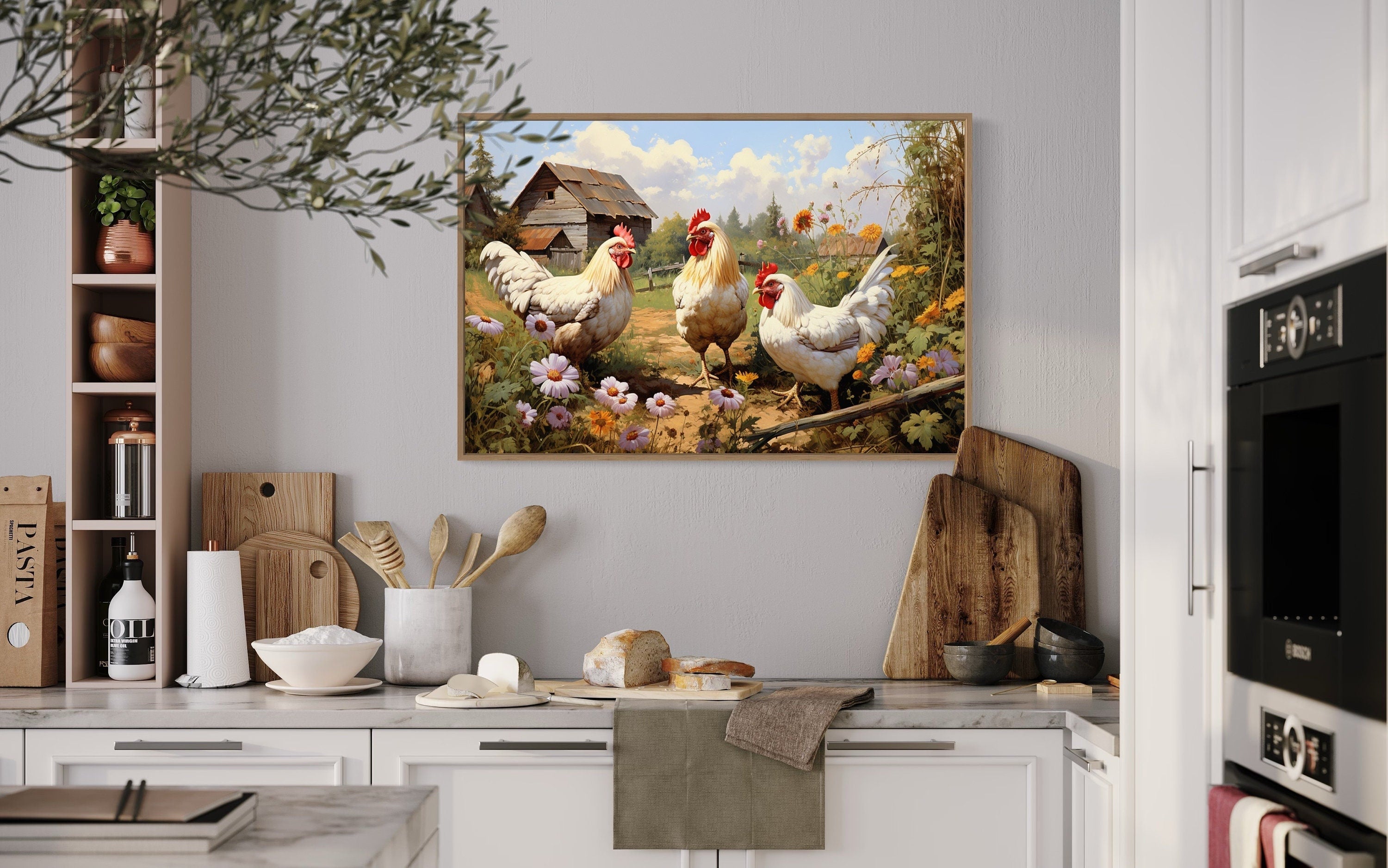 Farmhouse Chicken Wall Art for Kitchen Decor – Wall Decor Delights