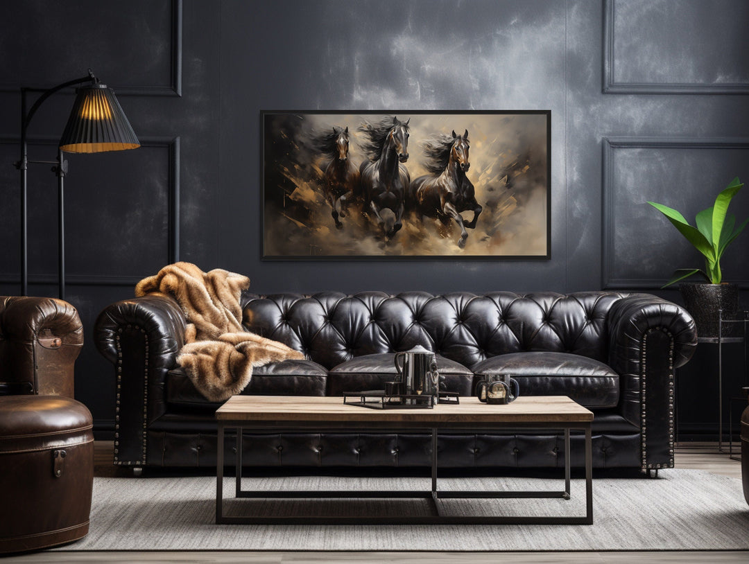 Three Horses Running Extra Large Canvas Wall Art