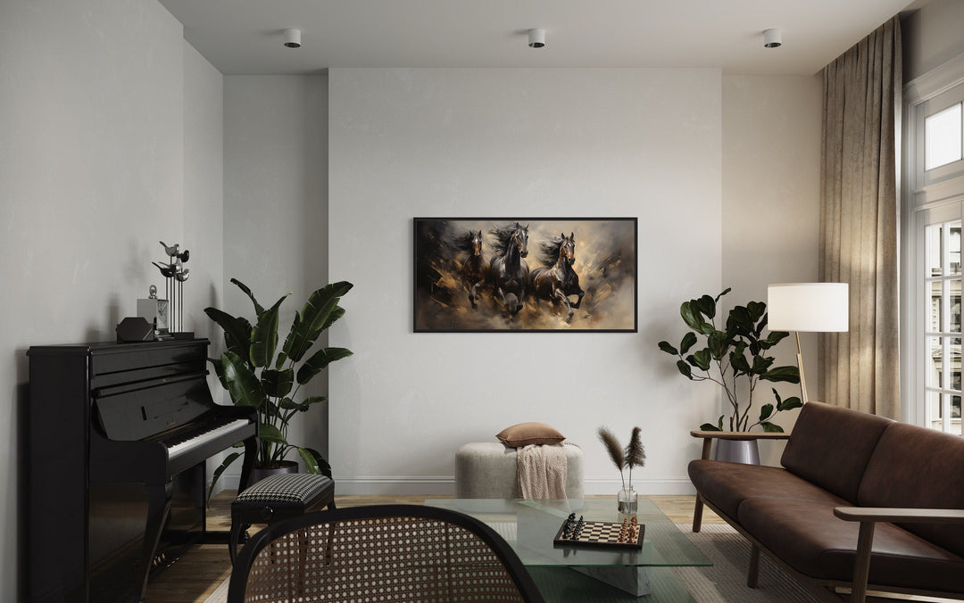 Three Horses Running Extra Large Canvas Wall Art