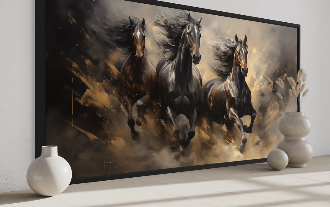 Three Horses Running Extra Large Canvas Wall Art