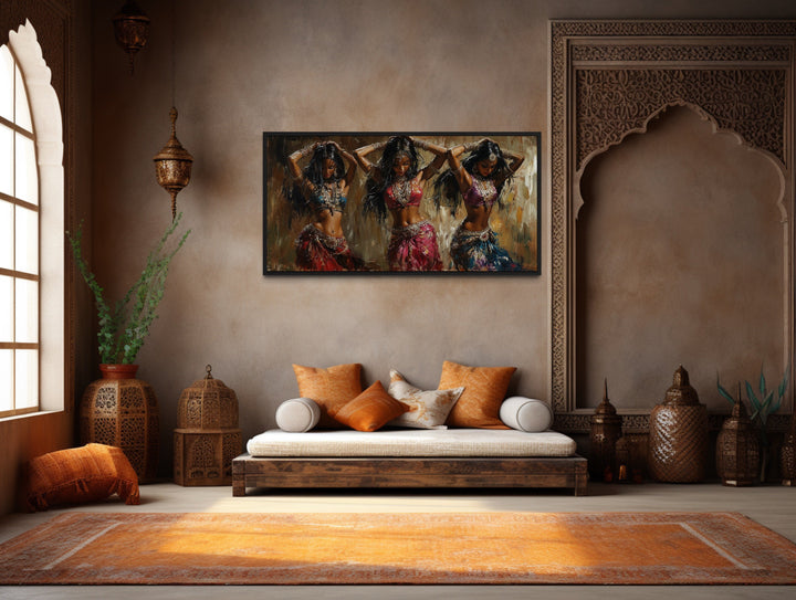 Three Indian Belly Dancers Framed Canvas Wall Art